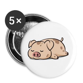 Hellbraunes Schwein mit Braunen Flecken - Buttons groß 56 mm (5er Pack) - Weiß - Vorne