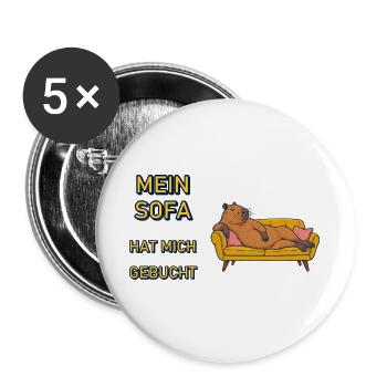 Mein Sofa hat mich gebucht - Buttons groß 56 mm (5er Pack) - Weiß - Vorne