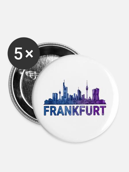 Frankfurt Stadt Skyline - Buttons groß 56 mm (5er Pack) - Weiß