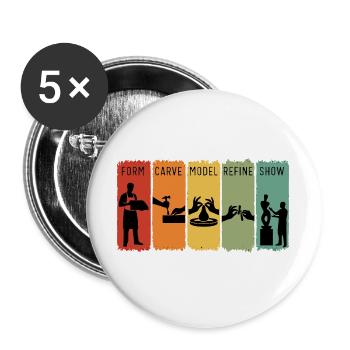 Retro Sculpting Steps Schnitzen Modell Verfeinerung Geschenk - Buttons groß 56 mm (5er Pack) - Weiß - Vorne