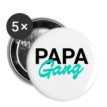 Papa Gang (black) - Buttons groß 56 mm (5er Pack) - Weiß - Vorne