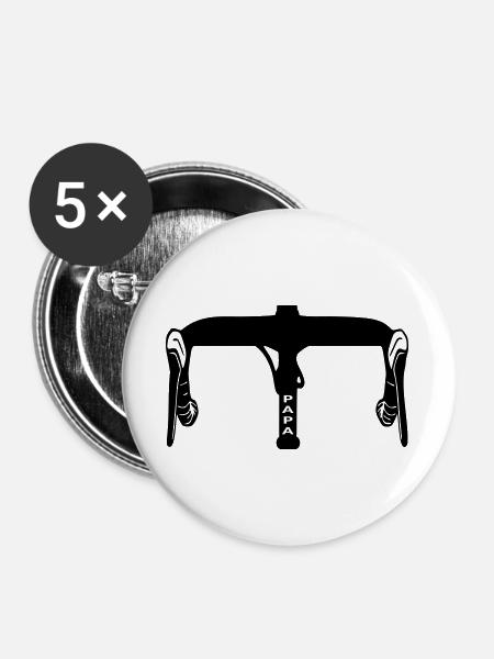Papa Radsportler Rennrad - Buttons groß 56 mm (5er Pack) - Weiß