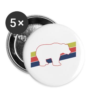 Bär Silhouette Retro Style - Buttons groß 56 mm (5er Pack) - Weiß - Vorne