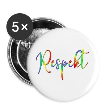 Demokratie Vielfalt Respekt - Buttons groß 56 mm (5er Pack) - Weiß - Vorne
