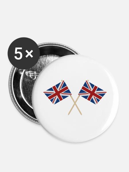 Flagge Großbritanniens - Buttons groß 56 mm (5er Pack) - Weiß