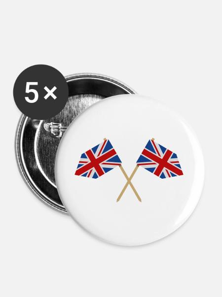 Flagge Großbritanniens - Buttons groß 56 mm (5er Pack) - Weiß