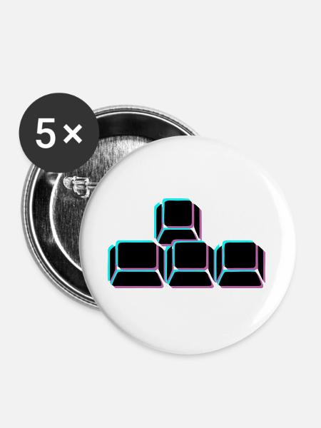 WASD Tasten Glitch Icon - Buttons groß 56 mm (5er Pack) - Weiß