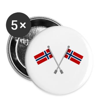 Norwegische Flagge - Buttons groß 56 mm (5er Pack) - Weiß - Vorne