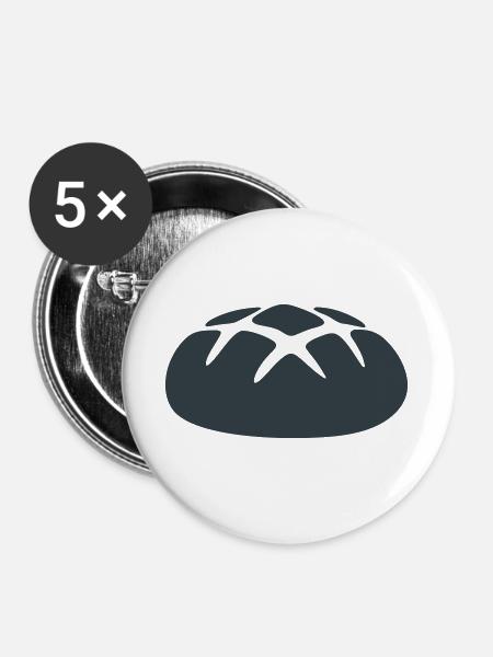 Dunkles Brotlaib Icon - Buttons groß 56 mm (5er Pack) - Weiß
