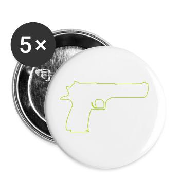 Neon-Pistolen-Silhouette - Buttons groß 56 mm (5er Pack) - Weiß - Vorne