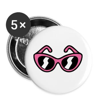 Pinke Sonnenbrille Icon - Buttons groß 56 mm (5er Pack) - Weiß - Vorne