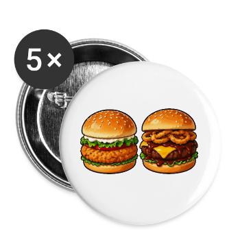Burger Duett Käse & Knusper - Buttons groß 56 mm (5er Pack) - Weiß - Vorne