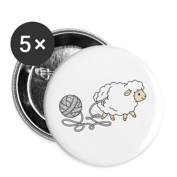 Yarn Sheep – süßes Häkelliebhaber-Strickgeschenk - Buttons groß 56 mm (5er Pack) - Weiß - Vorne