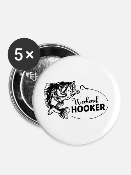 Hobbyangler  - Buttons groß 56 mm (5er Pack) - Weiß