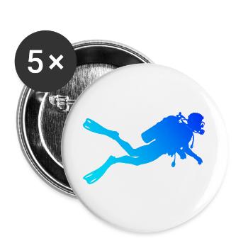 Apnoetauchen Geschenkidee für Unterwasserabenteuer - Buttons groß 56 mm (5er Pack) - Weiß - Vorne