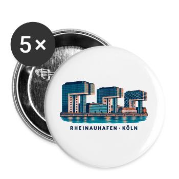 Rheinauhafen Köln - Buttons groß 56 mm (5er Pack) - Weiß - Vorne