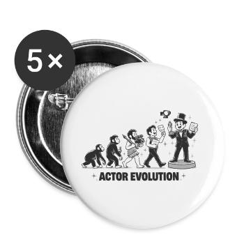 Actor Evolution: Vom Affen zum Schauspieler - Buttons groß 56 mm (5er Pack) - Weiß - Vorne