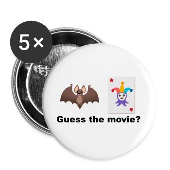 Fledermaus- und Joker-Themenkartendesign - Buttons groß 56 mm (5er Pack) - Weiß - Vorne