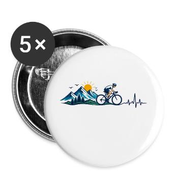Outdoor-Mountainbiken - Buttons groß 56 mm (5er Pack) - Weiß - Vorne