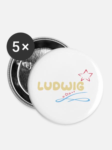 Ludwig - Buttons groß 56 mm (5er Pack) - Weiß