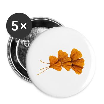 Herbstginkgo Blätter Muster - Buttons groß 56 mm (5er Pack) - Weiß - Vorne