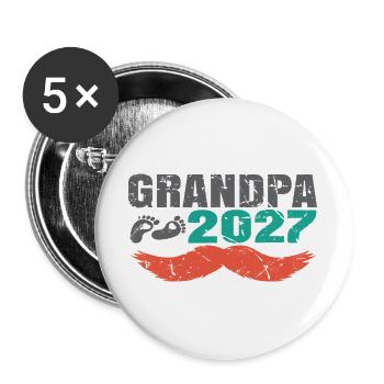 Grandpa 2027  - Buttons groß 56 mm (5er Pack) - Weiß - Vorne