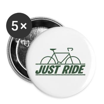 Just Ride – Radfahrgeist - Buttons groß 56 mm (5er Pack) - Weiß - Vorne