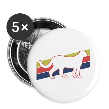 Gepard Retro Silhouette - Buttons groß 56 mm (5er Pack) - Weiß - Vorne
