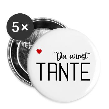 Du wirst Tante - Buttons groß 56 mm (5er Pack) - Weiß - Vorne