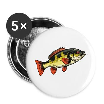Bass im Feuerrot Farbspiel - Buttons groß 56 mm (5er Pack) - Weiß - Vorne