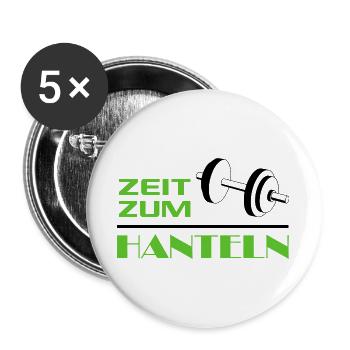 Zeit zum Hanteln Bodybuilder Bodybuilding Sport - Buttons groß 56 mm (5er Pack) - Weiß - Vorne