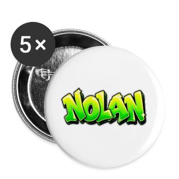 NOLAN in Graffiti: der Name, der alles auseinanderreißt! - Buttons groß 56 mm (5er Pack) - Weiß - Vorne