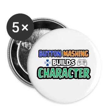 Button-Mashing baut einen Charakter auf - Buttons groß 56 mm (5er Pack) - Weiß - Vorne
