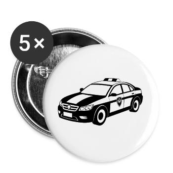 Polizei-Muscle-Car-Notfall - Buttons groß 56 mm (5er Pack) - Weiß - Vorne