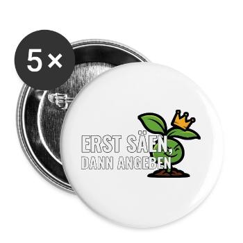 Erste Aussaat Geschenk für Kleingarten-Neulinge - Buttons groß 56 mm (5er Pack) - Weiß - Vorne