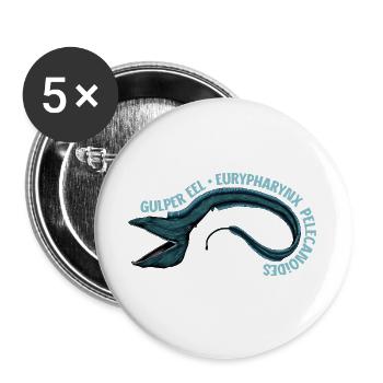 Tiefsee Monster - Pelikanaal - Buttons groß 56 mm (5er Pack) - Weiß - Vorne