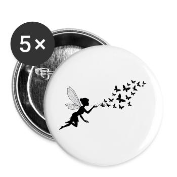 Schmetterlingdesign Pusteblumen Wiese Herzen Feen - Buttons groß 56 mm (5er Pack) - Weiß - Vorne