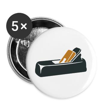 Handhobel Werkzeug Grafik - Buttons groß 56 mm (5er Pack) - Weiß - Vorne