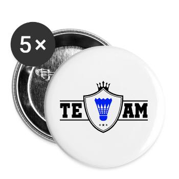 Blauer Badminton-Shuttlecock - Buttons groß 56 mm (5er Pack) - Weiß - Vorne