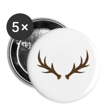 Geweih-Wappen Emblem - Buttons groß 56 mm (5er Pack) - Weiß - Vorne