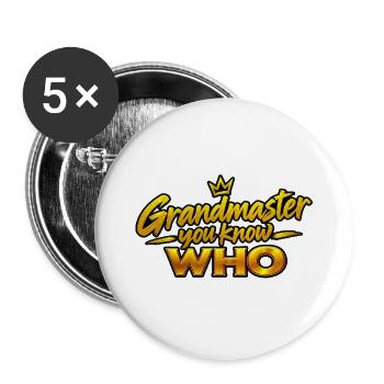 Großmeister Du weißt WER - Buttons groß 56 mm (5er Pack) - Weiß - Vorne