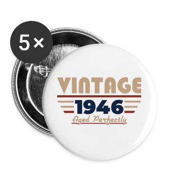 80. Geburtstag Geschenk Mann Vintage Oktober 1946 - Buttons groß 56 mm (5er Pack) - Weiß - Vorne