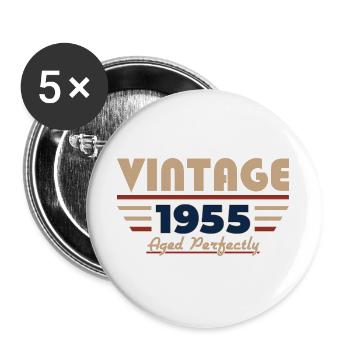 71. Geburtstag Geschenk Mann Vintage Oktober 1955 - Buttons groß 56 mm (5er Pack) - Weiß - Vorne