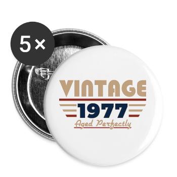 49. Geburtstag Geschenk Mann Vintage Jahrgang 1977 - Buttons groß 56 mm (5er Pack) - Weiß - Vorne