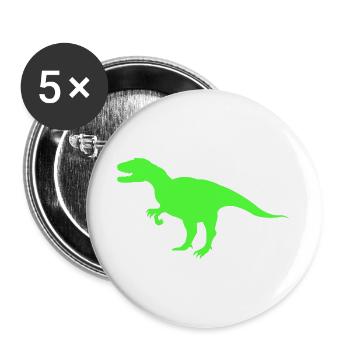 Neon-T-Rex Silhouette - Buttons groß 56 mm (5er Pack) - Weiß - Vorne
