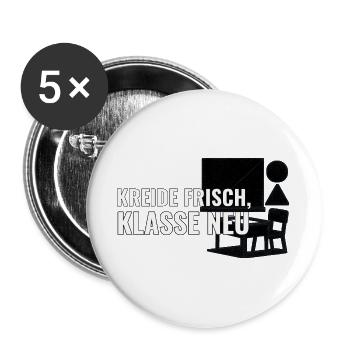 Geschenk für Lehrkräfte zum Start an neuer Schule - Buttons groß 56 mm (5er Pack) - Weiß - Vorne