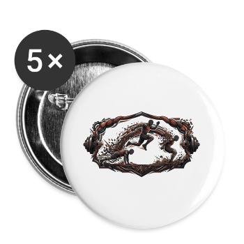 Broad Jump – Katzen Fitness Action - Buttons groß 56 mm (5er Pack) - Weiß - Vorne
