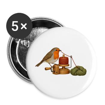 Rotkehlchen wickelt Garn - Buttons groß 56 mm (5er Pack) - Weiß - Vorne