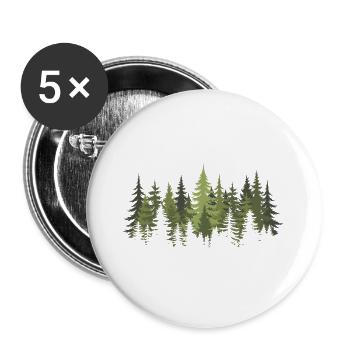 Wald Bäume Wandern Outdoor Natur Camping - Buttons groß 56 mm (5er Pack) - Weiß - Vorne