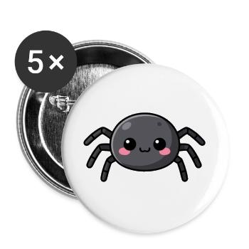 Niedliche Kawaii Halloween Spinne Geschenk Kinder  - Buttons groß 56 mm (5er Pack) - Weiß - Vorne